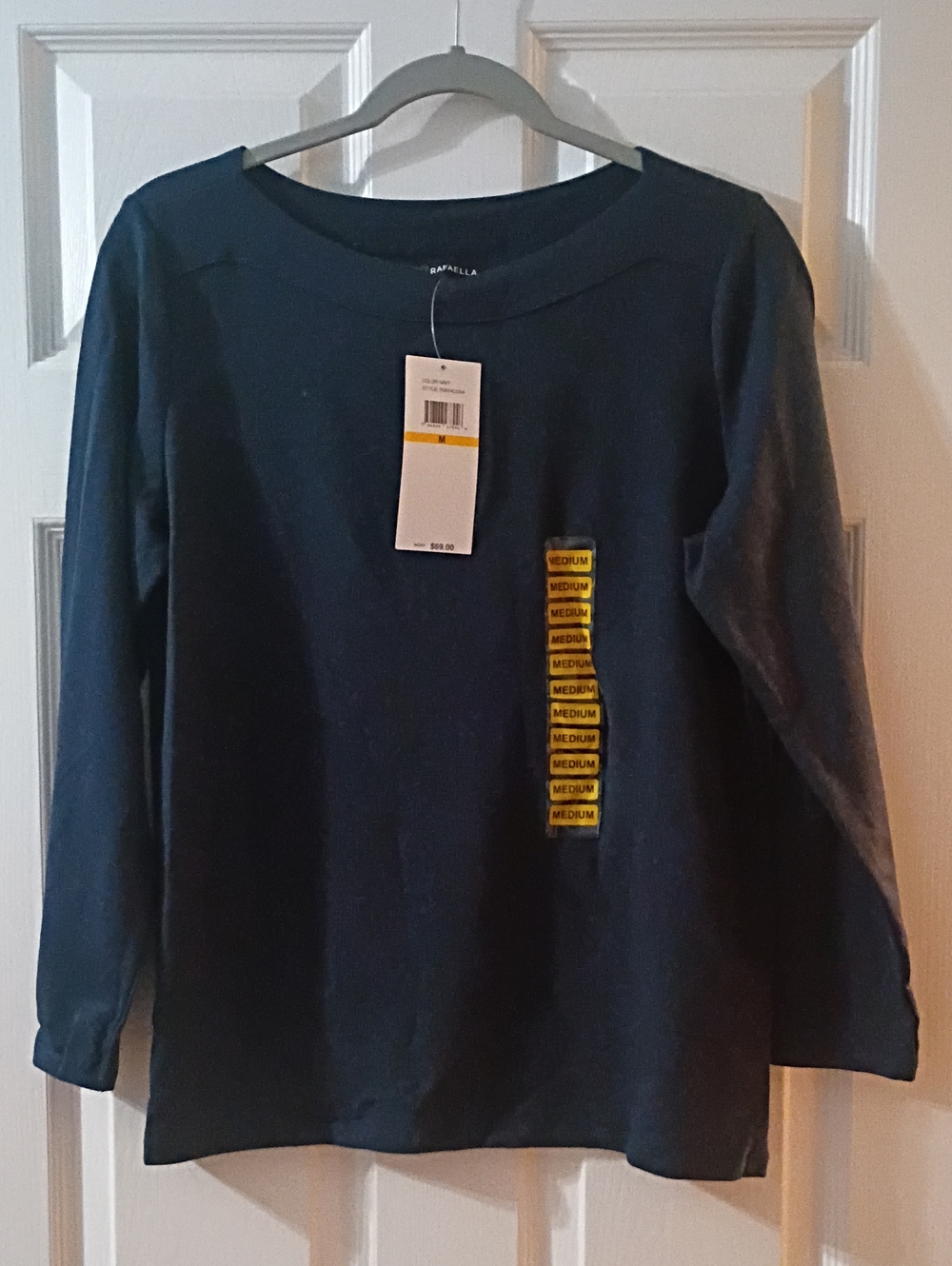 Rafaella Navy Long-Sleeve Crewneck Top